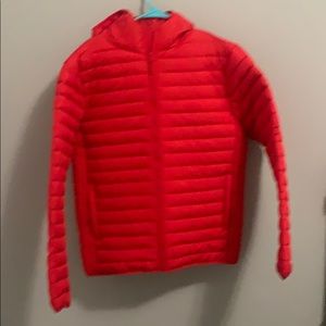 Red puffer coat 100% polyester